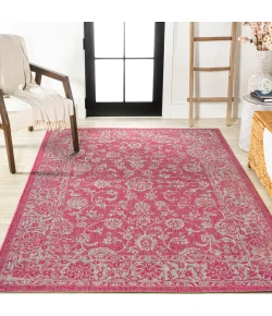 Jonathany Santa Monica SMB100G Fuchsia/Light Gray Area Rug 3 ft. 11 in. X 6 ft. Rectangle