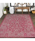 Tela Bohemian Textured Weave Floral Fuchsia/Light Gray 4 ft. x 6 ft. Indoor/Outdoor Area Rug