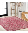 Tela Bohemian Textured Weave Floral Fuchsia/Light Gray 4 ft. x 6 ft. Indoor/Outdoor Area Rug