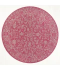 Tela Bohemian Textured Weave Floral Fuchsia/Light Gray 5' Round Indoor/Outdoor Area Rug
