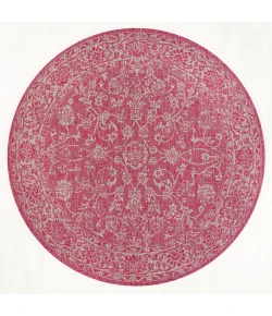 Jonathany Santa Monica SMB100G Fuchsia/Light Gray Area Rug 5 ft. 3 in. X 5 ft. 3 in. Round