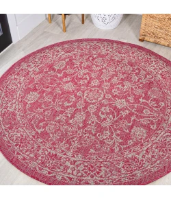 Jonathany Santa Monica SMB100G Fuchsia/Light Gray Area Rug 5 ft. 3 in. X 5 ft. 3 in. Round