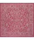 Tela Bohemian Textured Weave Floral Fuchsia/Light Gray 5' Square Indoor/Outdoor Area Rug