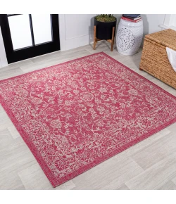 Jonathany Santa Monica SMB100G Fuchsia/Light Gray Area Rug 5 ft. 3 in. X 5 ft. 3 in. Square