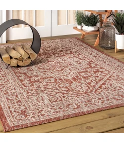 Jonathany Santa Monica SMB101A Red/Taupe Area Rug 3 ft. 11 in. X 6 ft. Rectangle