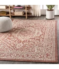 Sinjuri Medallion Textured Weave Red/Taupe 4 ft. x 6 ft. Indoor/Outdoor Area Rug