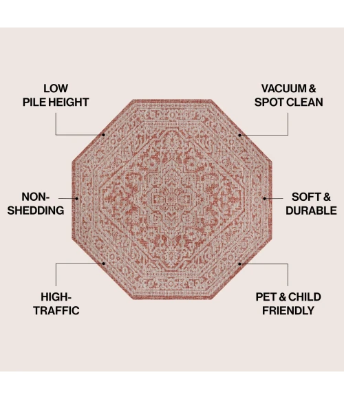 Jonathan Y SANTA MONICA Red SMB101A 5ft.-3in. Octagon Rug