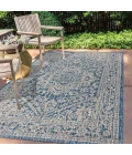 Sinjuri Medallion Textured Weave Navy/Gray 4 ft. x 6 ft. Indoor/Outdoor Area Rug