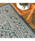 Sinjuri Medallion Textured Weave  Teal Blue/Gray 9 ft. x 12 ft. Indoor/Outdoor Area Rug