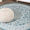 Jonathany Santa Monica SMB101C Teal Blue/Gray Area Rug 5 ft. 3 in. X 5 ft. 3 in. Round