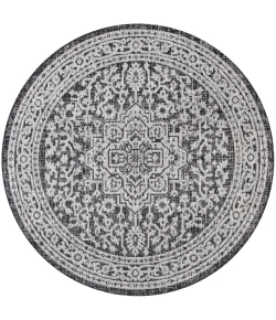 Jonathany Santa Monica SMB101D Gray/Black Area Rug 5 ft. 3 in. X 5 ft. 3 in. Round