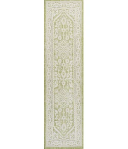 Jonathany Santa Monica SMB101E Green/Cream Area Rug 2 ft. 2 in. X 10 ft. Runner
