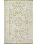 Sinjuri Medallion Textured Weave Green/Cream 4 ft. x 6 ft. Indoor/Outdoor Area Rug