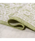 Sinjuri Medallion Textured Weave Green/Cream 2 ft. x 10 ft. Indoor/Outdoor Runner Rug