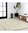 Sinjuri Medallion Textured Weave Green/Cream 4 ft. x 6 ft. Indoor/Outdoor Area Rug