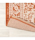 Sinjuri Medallion Textured Weave Orange/Cream 2 ft. x 10 ft. Indoor/Outdoor Runner Rug