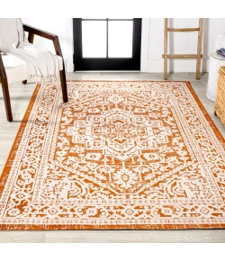 Jonathany Santa Monica SMB101F Orange/Cream Area Rug 3 ft. 11 in. X 6 ft. Rectangle
