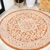 Jonathany Santa Monica SMB101F Orange/Cream Area Rug 5 ft. 3 in. X 5 ft. 3 in. Round