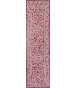 Jonathany Santa Monica SMB101G Fuchsia/Light Gray Area Rug 2 ft. 2 in. X 8 ft. Runner