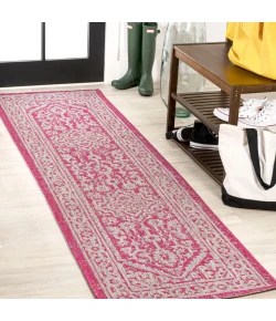 Jonathany Santa Monica SMB101G Fuchsia/Light Gray Area Rug 2 ft. 2 in. X 8 ft. Runner