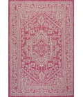 Sinjuri Medallion Textured Weave Fuchsia/Light Gray 8 ft. x 10 ft. Indoor/Outdoor Area Rug