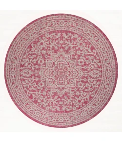 Jonathany Santa Monica SMB101G Fuchsia/Light Gray Area Rug 5 ft. 3 in. X 5 ft. 3 in. Round