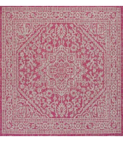 Jonathany Santa Monica SMB101G Fuchsia/Light Gray Area Rug 5 ft. 3 in. X 5 ft. 3 in. Square