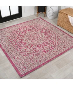Jonathany Santa Monica SMB101G Fuchsia/Light Gray Area Rug 5 ft. 3 in. X 5 ft. 3 in. Square