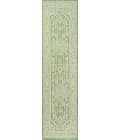 Sinjuri Medallion Textured Weave Cream/Green 2 ft. x 10 ft. Indoor/Outdoor Runner Rug