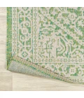 Sinjuri Medallion Textured Weave Cream/Green 2 ft. x 10 ft. Indoor/Outdoor Runner Rug