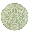 Sinjuri Medallion Textured Weave Cream/Green 5' Round Indoor/Outdoor Area Rug