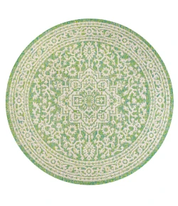 Jonathany Santa Monica SMB101H Cream/Green Area Rug 5 ft. 3 in. X 5 ft. 3 in. Round