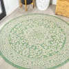 Jonathany Santa Monica SMB101H Cream/Green Area Rug 5 ft. 3 in. X 5 ft. 3 in. Round