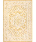 Sinjuri Medallion Textured Weave Yellow/Cream 8 ft. x 10 ft. Indoor/Outdoor Area Rug