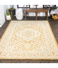 Sinjuri Medallion Textured Weave Yellow/Cream 8 ft. x 10 ft. Indoor/Outdoor Area Rug