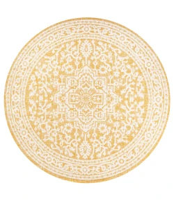 Jonathany Santa Monica SMB101I Yellow/Cream Area Rug 5 ft. 3 in. X 5 ft. 3 in. Round