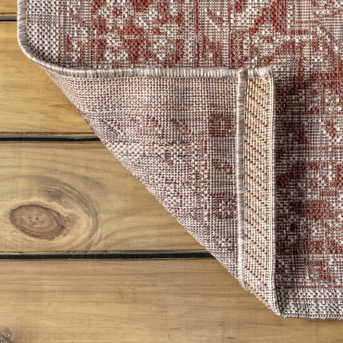 Rozetta Boho Medallion Textured Weave Red/Taupe 4 ft. x 6 ft. Indoor/Outdoor Area Rug