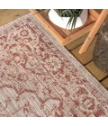 Rozetta Boho Medallion Textured Weave Red/Taupe 2 ft. x 8 ft. Indoor/Outdoor Runner Rug