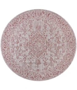 Jonathany Santa Monica SMB102A Red/Taupe Area Rug 5 ft. 3 in. X 5 ft. 3 in. Round