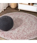 Rozetta Boho Medallion Textured Weave Red/Taupe 5' Round Indoor/Outdoor Area Rug