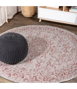 Jonathany Santa Monica SMB102A Red/Taupe Area Rug 5 ft. 3 in. X 5 ft. 3 in. Round