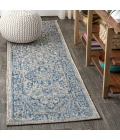 Rozetta Boho Medallion Textured Weave Gray/Navy 2 ft. x 10 ft. Indoor/Outdoor Runner Rug