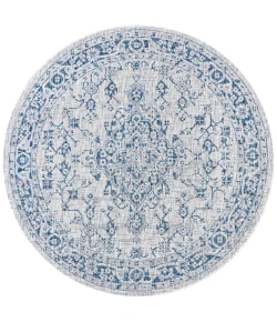 Jonathany Santa Monica SMB102B Gray/Navy Area Rug 5 ft. 3 in. X 5 ft. 3 in. Round