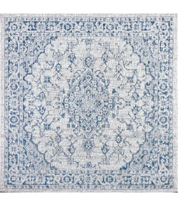 Jonathany Santa Monica SMB102B Gray/Navy Area Rug 5 ft. 3 in. X 5 ft. 3 in. Square