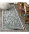 Rozetta Boho Medallion Textured Weave Gray/Teal 2 ft. x 8 ft. Indoor/Outdoor Runner Rug