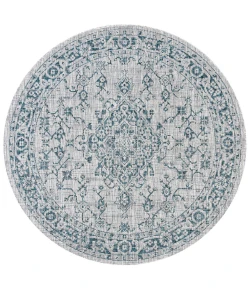 Jonathany Santa Monica SMB102C Gray/Teal Area Rug 5 ft. 3 in. X 5 ft. 3 in. Round