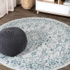 Jonathany Santa Monica SMB102C Gray/Teal Area Rug 5 ft. 3 in. X 5 ft. 3 in. Round