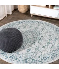 Rozetta Boho Medallion Textured Weave Gray/Teal 5' Round Indoor/Outdoor Area Rug