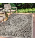 Rozetta Boho Medallion Textured Weave Gray/Black 5 ft. x 8 ft. Indoor/Outdoor Area Rug