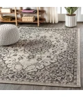 Rozetta Boho Medallion Textured Weave Gray/Black 5 ft. x 8 ft. Indoor/Outdoor Area Rug